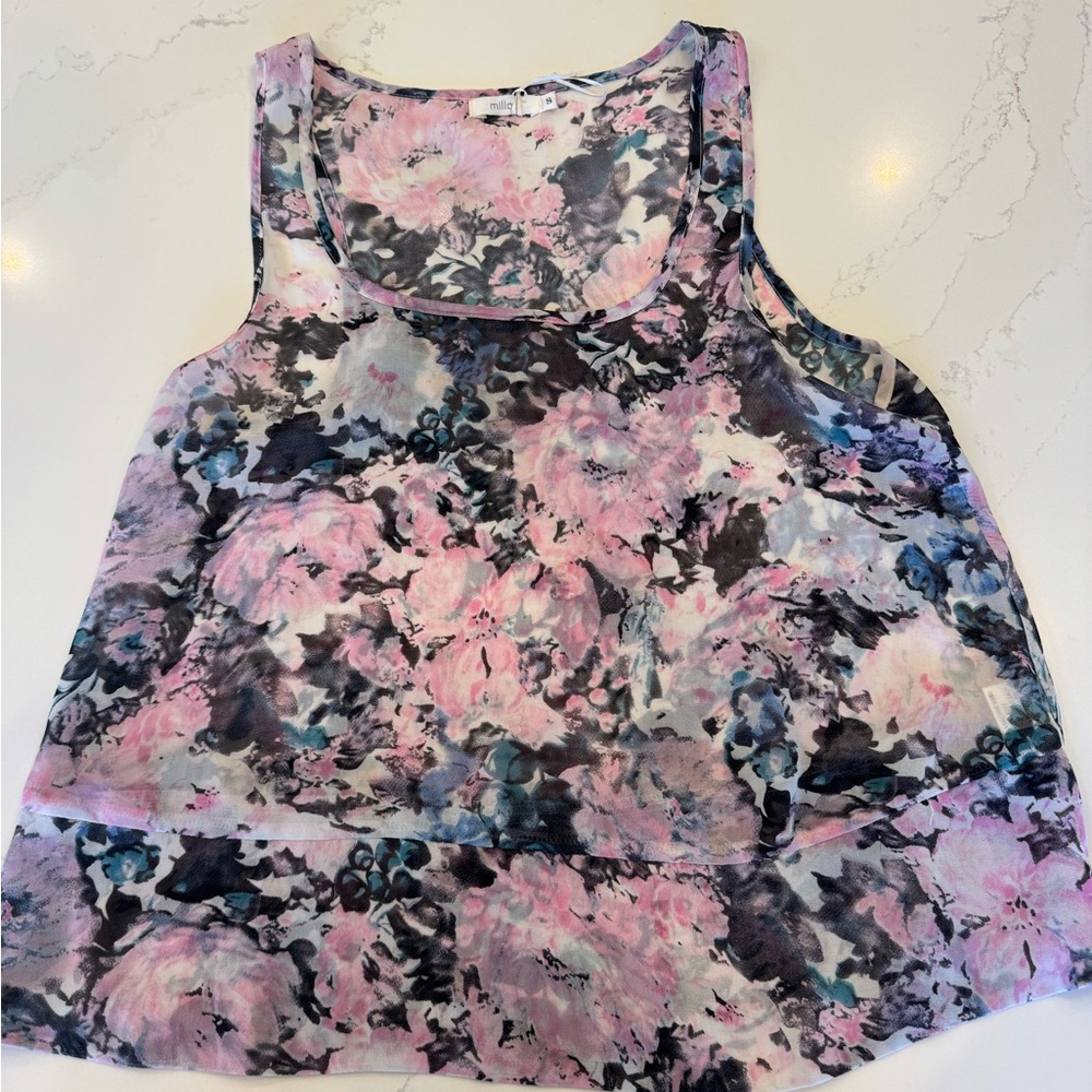 Millau Pink and Gray Boxy Sleeveless Tank Top